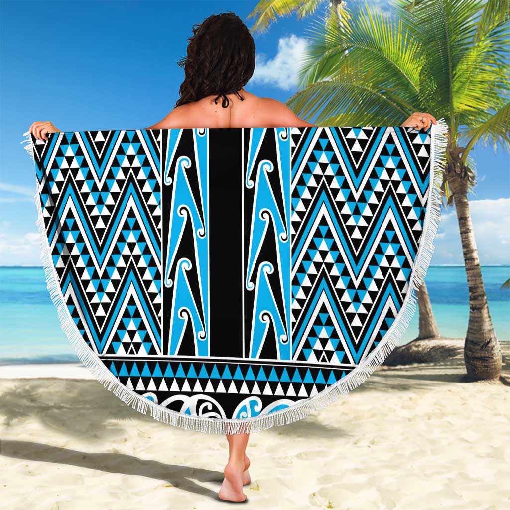 New Zealand Maori Niho Taniwha Beach Blanket Kikorangi Mangopare and Puhoro Pattern