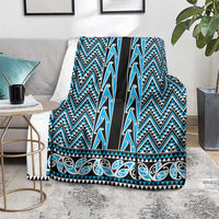 New Zealand Maori Niho Taniwha Blanket Kikorangi Mangopare and Puhoro Pattern