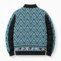 New Zealand Maori Niho Taniwha Bomber Puffer Jacket Kikorangi Mangopare and Puhoro Pattern - Polynesian Pride