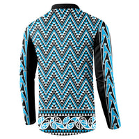 New Zealand Maori Niho Taniwha Button Sweatshirt Kikorangi Mangopare and Puhoro Pattern
