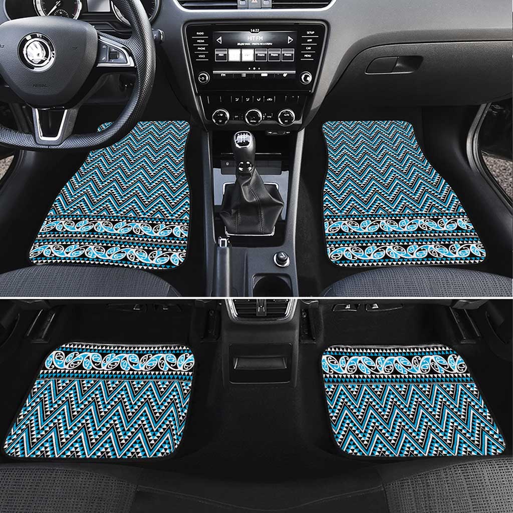 New Zealand Maori Niho Taniwha Car Mats Kikorangi Mangopare and Puhoro Pattern LT9 Set 4pcs Blue - Polynesian Pride