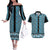 New Zealand Maori Niho Taniwha Couples Matching Off The Shoulder Long Sleeve Dress and Hawaiian Shirt Kikorangi Mangopare and Puhoro Pattern