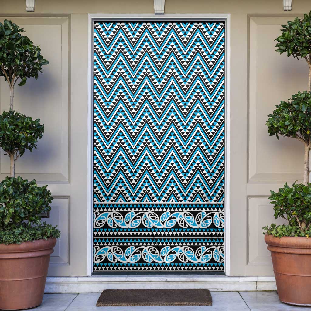 New Zealand Maori Niho Taniwha Door Cover Kikorangi Mangopare and Puhoro Pattern - Polynesian Pride