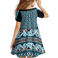New Zealand Maori Niho Taniwha Family Matching Off The Shoulder Long Sleeve Dress and Hawaiian Shirt Kikorangi Mangopare and Puhoro Pattern