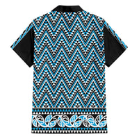 New Zealand Maori Niho Taniwha Family Matching Off The Shoulder Long Sleeve Dress and Hawaiian Shirt Kikorangi Mangopare and Puhoro Pattern