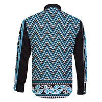 New Zealand Maori Niho Taniwha Family Matching Off The Shoulder Long Sleeve Dress and Hawaiian Shirt Kikorangi Mangopare and Puhoro Pattern