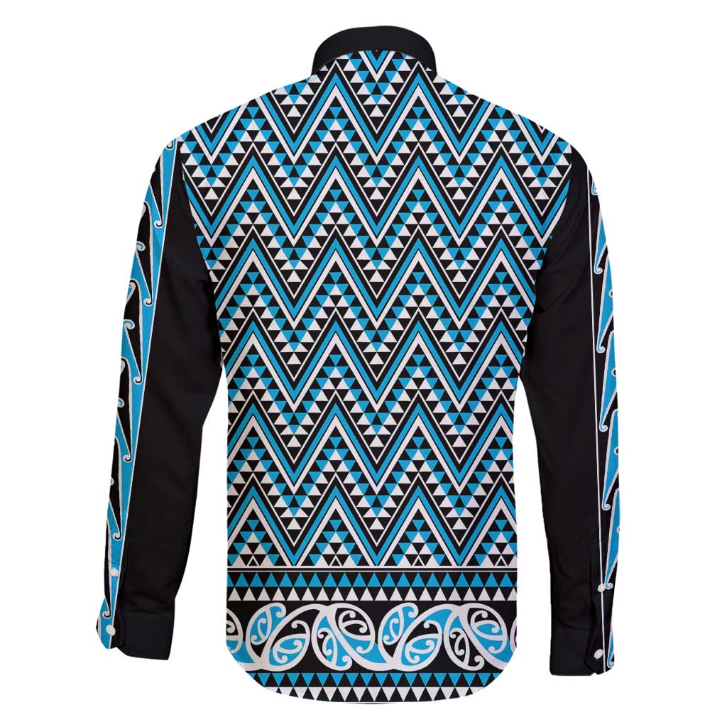 New Zealand Maori Niho Taniwha Family Matching Puletasi and Hawaiian Shirt Kikorangi Mangopare and Puhoro Pattern LT9 - Polynesian Pride