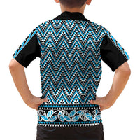 New Zealand Maori Niho Taniwha Family Matching Summer Maxi Dress and Hawaiian Shirt Kikorangi Mangopare and Puhoro Pattern LT9 - Polynesian Pride