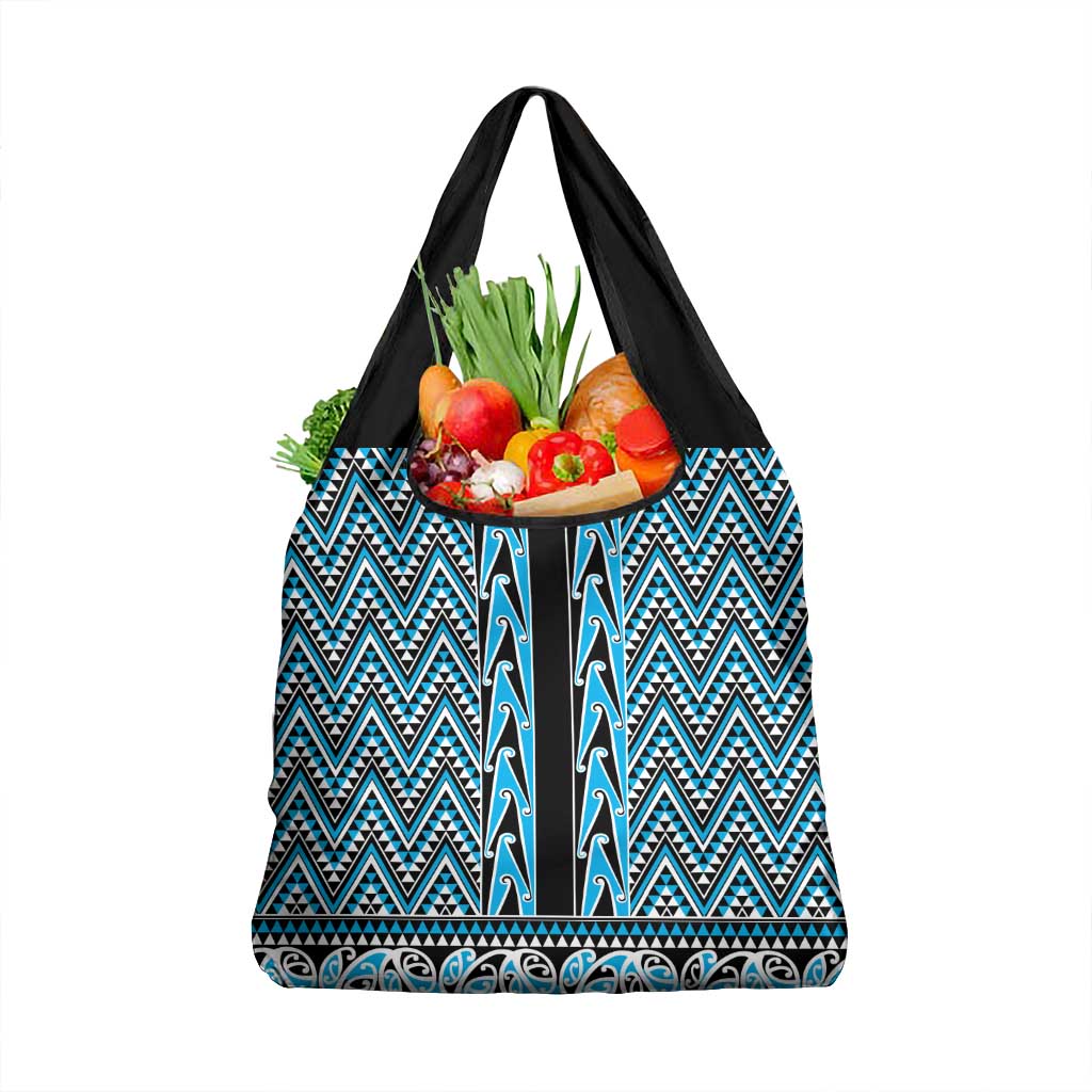 New Zealand Maori Niho Taniwha Grocery Bag Kikorangi Mangopare and Puhoro Pattern LT9 1-pack One Size Blue - Polynesian Pride
