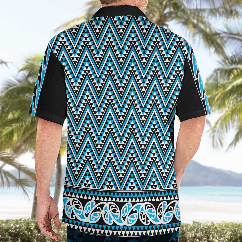 New Zealand Maori Niho Taniwha Hawaiian Shirt Kikorangi Mangopare and Puhoro Pattern