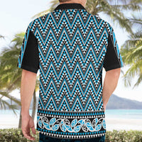 New Zealand Maori Niho Taniwha Hawaiian Shirt Kikorangi Mangopare and Puhoro Pattern