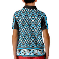New Zealand Maori Niho Taniwha Kid Polo Shirt Kikorangi Mangopare and Puhoro Pattern LT9 - Polynesian Pride