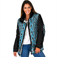 New Zealand Maori Niho Taniwha Padded Jacket Kikorangi Mangopare and Puhoro Pattern - Polynesian Pride
