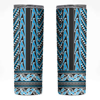 New Zealand Maori Niho Taniwha Skinny Tumbler Kikorangi Mangopare and Puhoro Pattern LT9 Blue - Polynesian Pride
