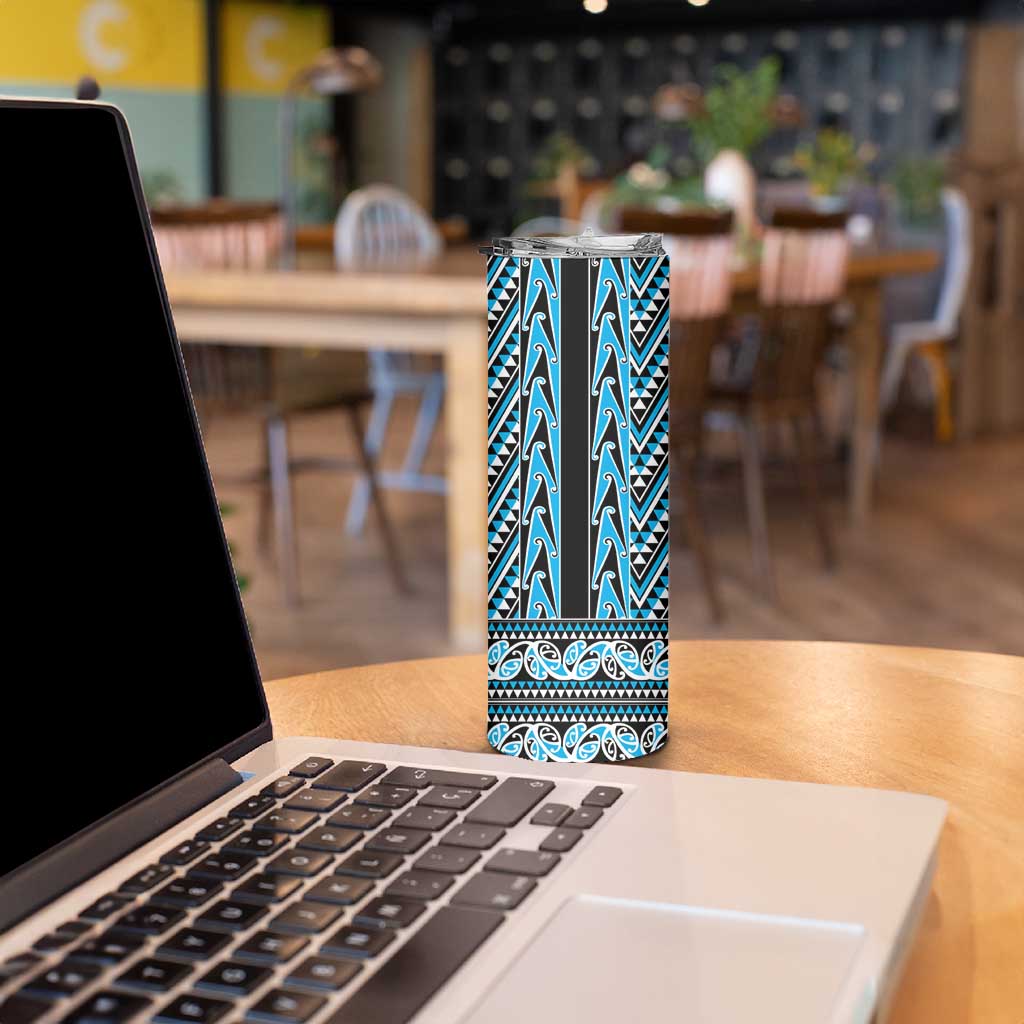 New Zealand Maori Niho Taniwha Skinny Tumbler Kikorangi Mangopare and Puhoro Pattern LT9 - Polynesian Pride