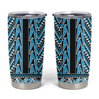 New Zealand Maori Niho Taniwha Tumbler Cup Kikorangi Mangopare and Puhoro Pattern LT9 Blue - Polynesian Pride