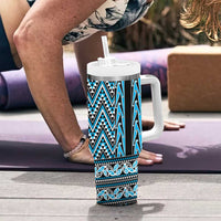 New Zealand Maori Niho Taniwha Tumbler With Handle Kikorangi Mangopare and Puhoro Pattern