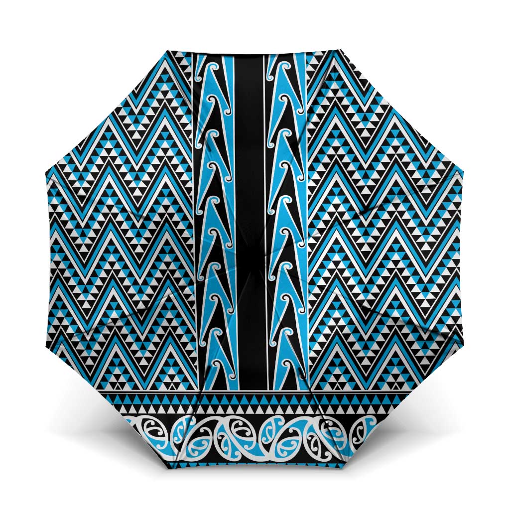 New Zealand Maori Niho Taniwha Umbrella Kikorangi Mangopare and Puhoro Pattern - Polynesian Pride