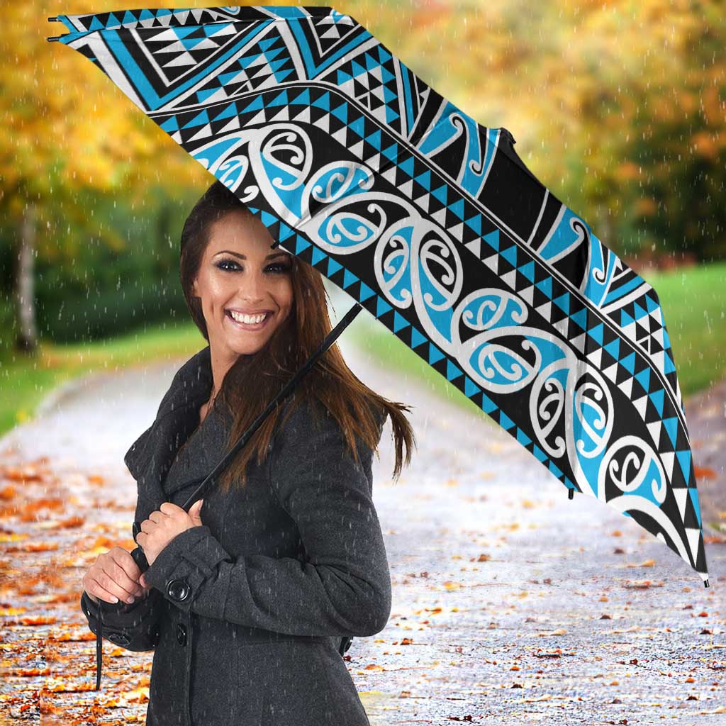 New Zealand Maori Niho Taniwha Umbrella Kikorangi Mangopare and Puhoro Pattern - Polynesian Pride