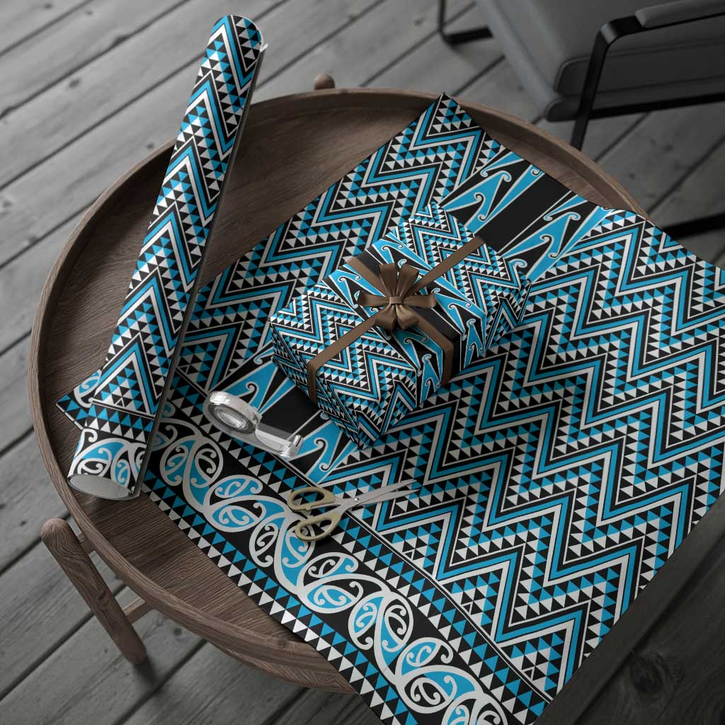 New Zealand Maori Niho Taniwha Wrapping Paper Kikorangi Mangopare and Puhoro Pattern - Polynesian Pride