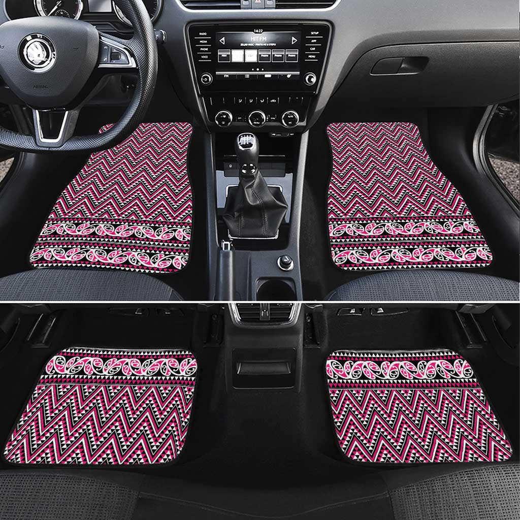 New Zealand Maori Niho Taniwha Car Mats Mawhero Mangopare and Puhoro Pattern LT9 Set 4pcs Pink - Polynesian Pride