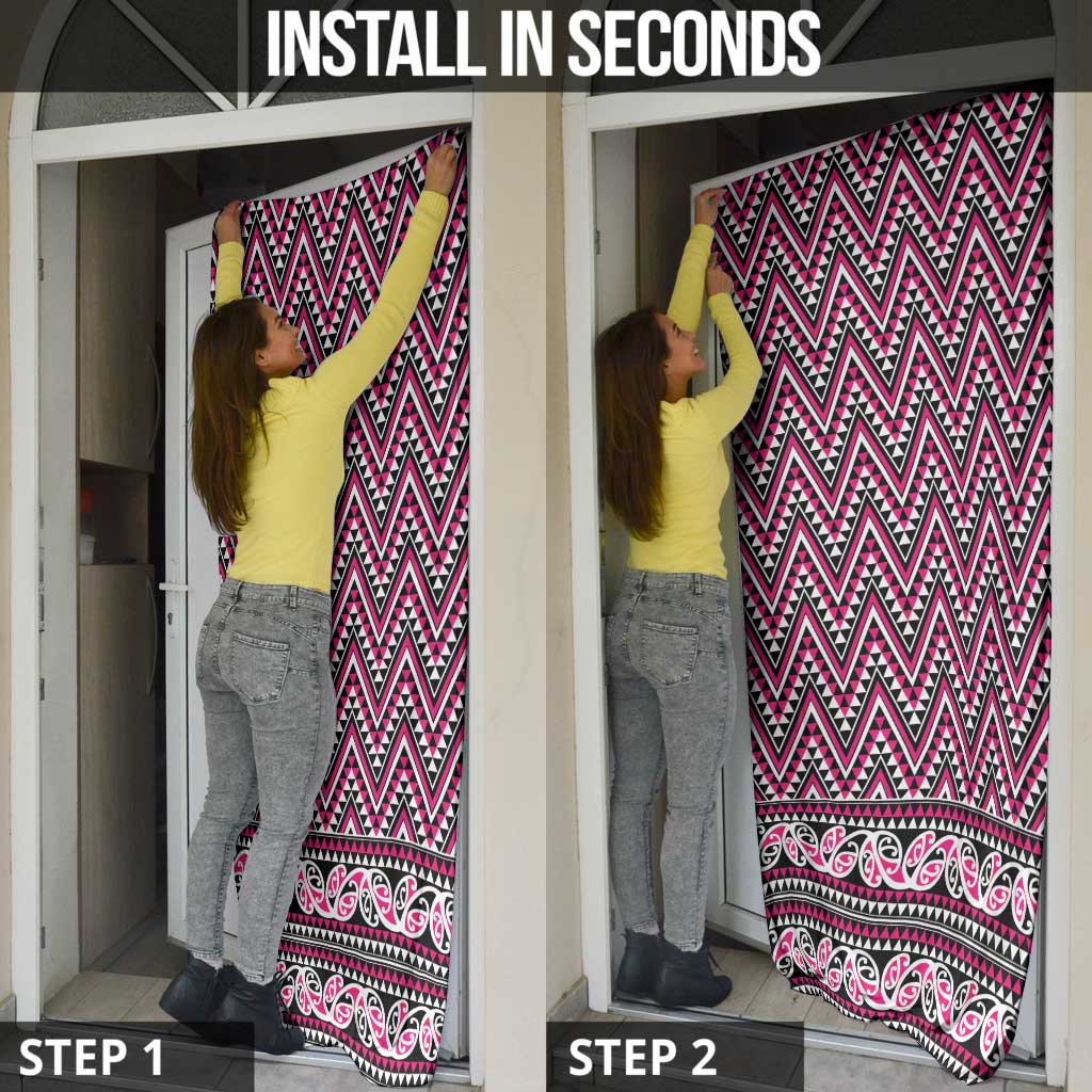 New Zealand Maori Niho Taniwha Door Cover Mawhero Mangopare and Puhoro Pattern - Polynesian Pride