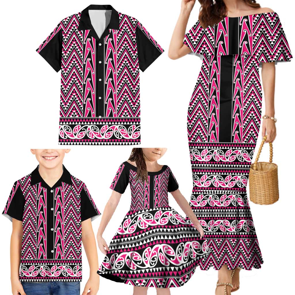 New Zealand Maori Niho Taniwha Family Matching Mermaid Dress and Hawaiian Shirt Mawhero Mangopare and Puhoro Pattern LT9 - Polynesian Pride