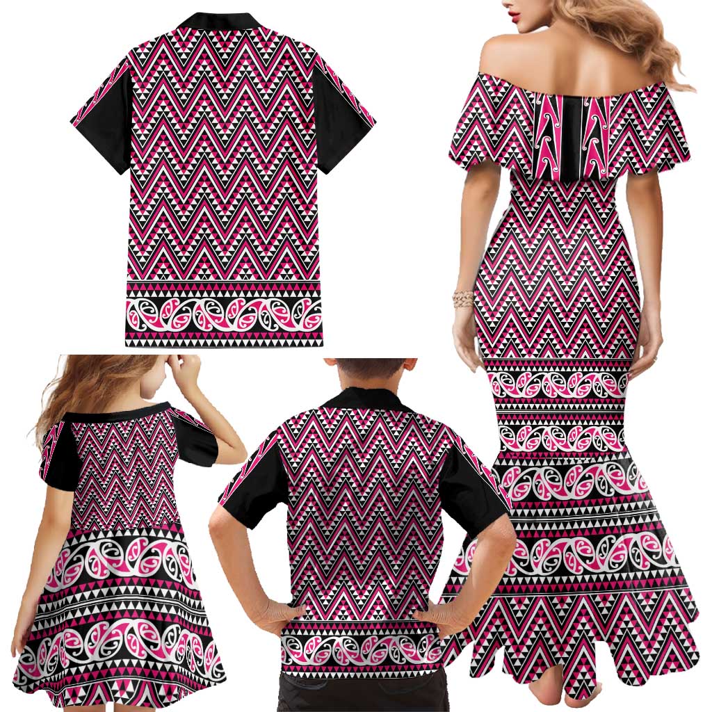 New Zealand Maori Niho Taniwha Family Matching Mermaid Dress and Hawaiian Shirt Mawhero Mangopare and Puhoro Pattern LT9 - Polynesian Pride