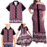 New Zealand Maori Niho Taniwha Family Matching Off Shoulder Maxi Dress and Hawaiian Shirt Mawhero Mangopare and Puhoro Pattern