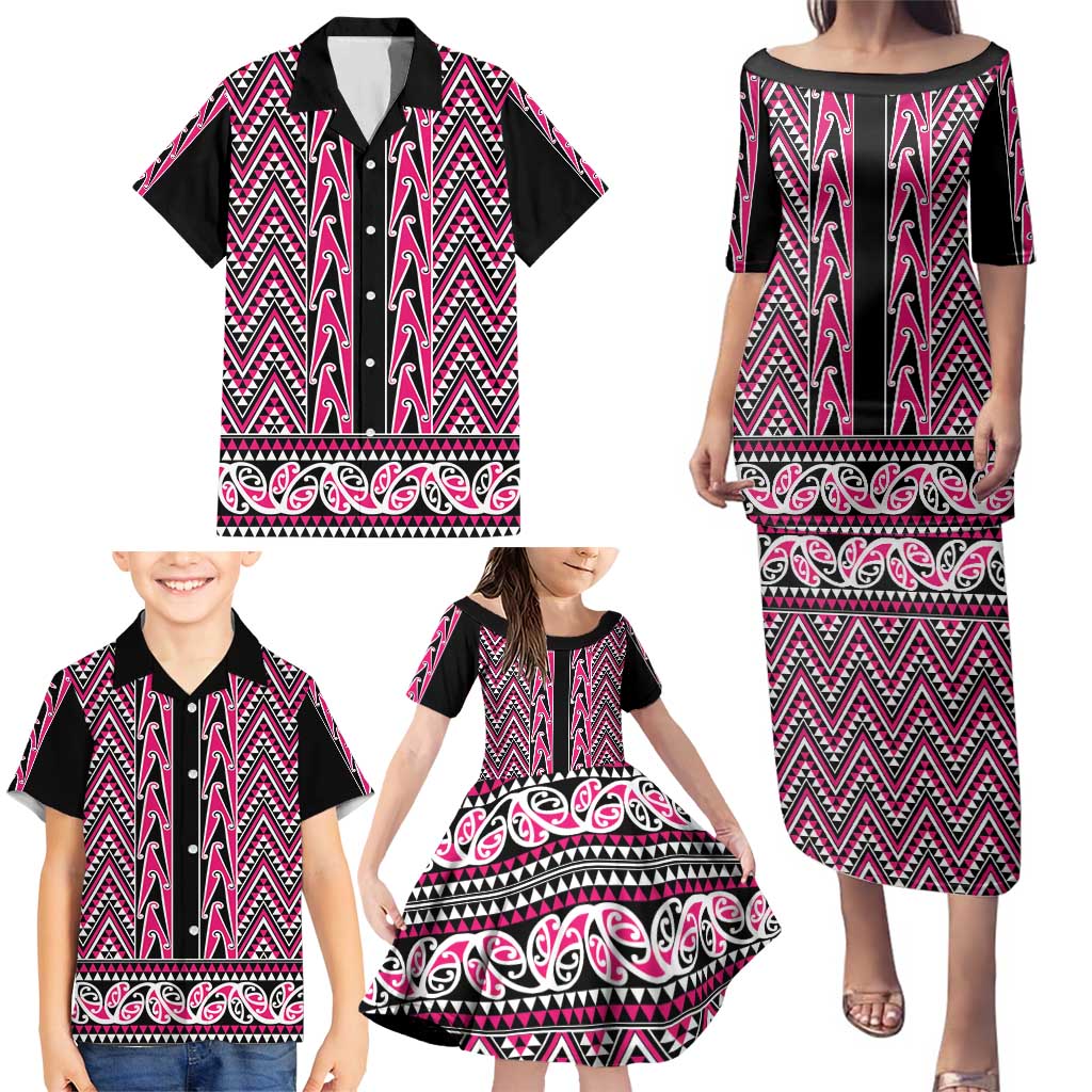 New Zealand Maori Niho Taniwha Family Matching Puletasi and Hawaiian Shirt Mawhero Mangopare and Puhoro Pattern LT9 - Polynesian Pride
