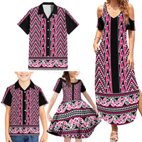 New Zealand Maori Niho Taniwha Family Matching Summer Maxi Dress and Hawaiian Shirt Mawhero Mangopare and Puhoro Pattern LT9 - Polynesian Pride