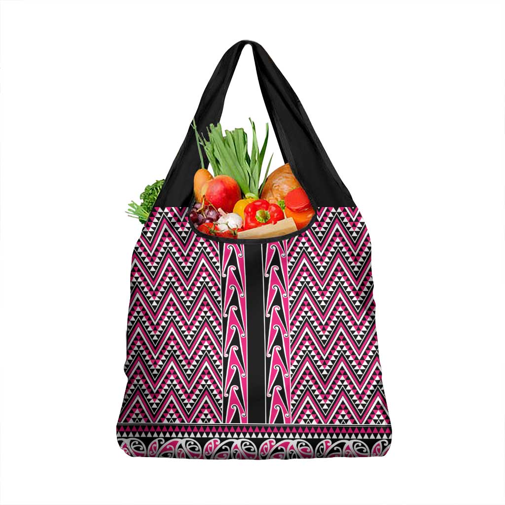 New Zealand Maori Niho Taniwha Grocery Bag Mawhero Mangopare and Puhoro Pattern LT9 1-pack One Size Pink - Polynesian Pride
