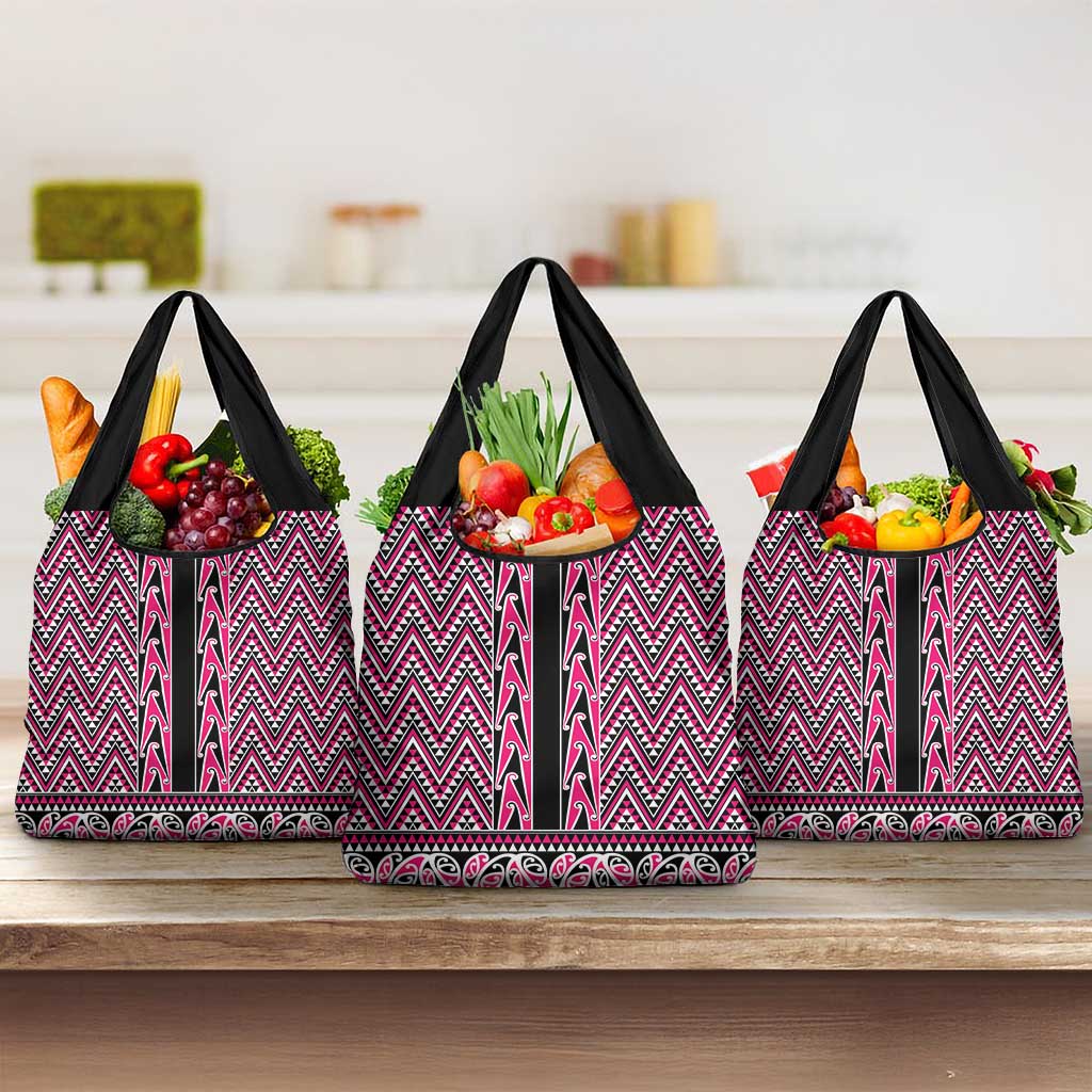 New Zealand Maori Niho Taniwha Grocery Bag Mawhero Mangopare and Puhoro Pattern