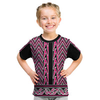 New Zealand Maori Niho Taniwha Kid T Shirt Mawhero Mangopare and Puhoro Pattern LT9 Pink - Polynesian Pride