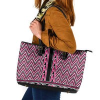 New Zealand Maori Niho Taniwha Leather Tote Bag Mawhero Mangopare and Puhoro Pattern