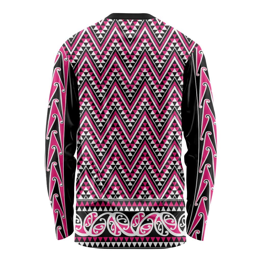 New Zealand Maori Niho Taniwha Long Sleeve Shirt Mawhero Mangopare and Puhoro Pattern LT9 - Polynesian Pride