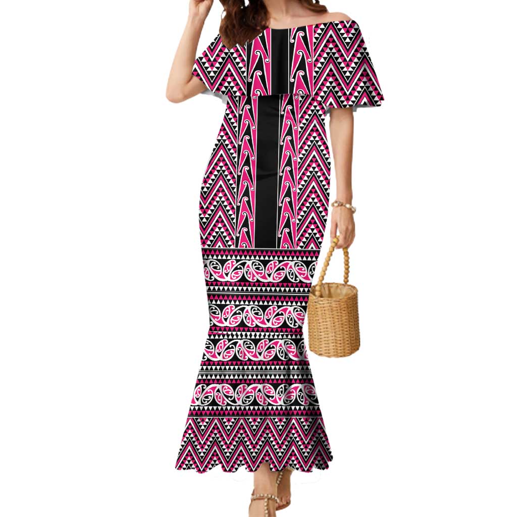 New Zealand Maori Niho Taniwha Mermaid Dress Mawhero Mangopare and Puhoro Pattern