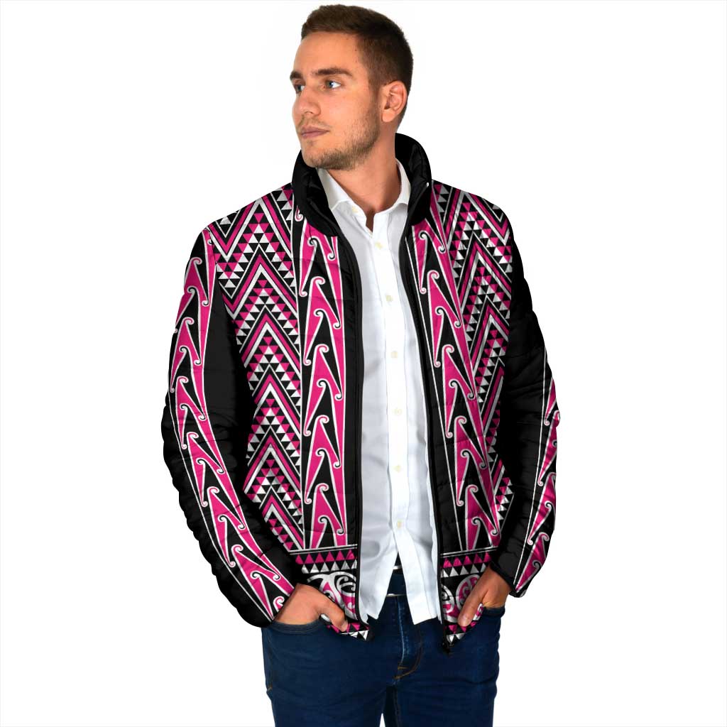 New Zealand Maori Niho Taniwha Padded Jacket Mawhero Mangopare and Puhoro Pattern - Polynesian Pride