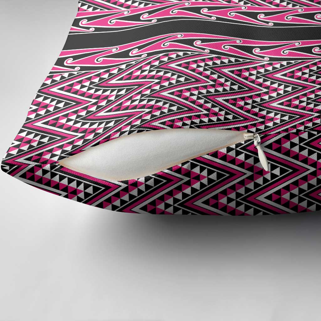 New Zealand Maori Niho Taniwha Pillow Cover Mawhero Mangopare and Puhoro Pattern - Polynesian Pride