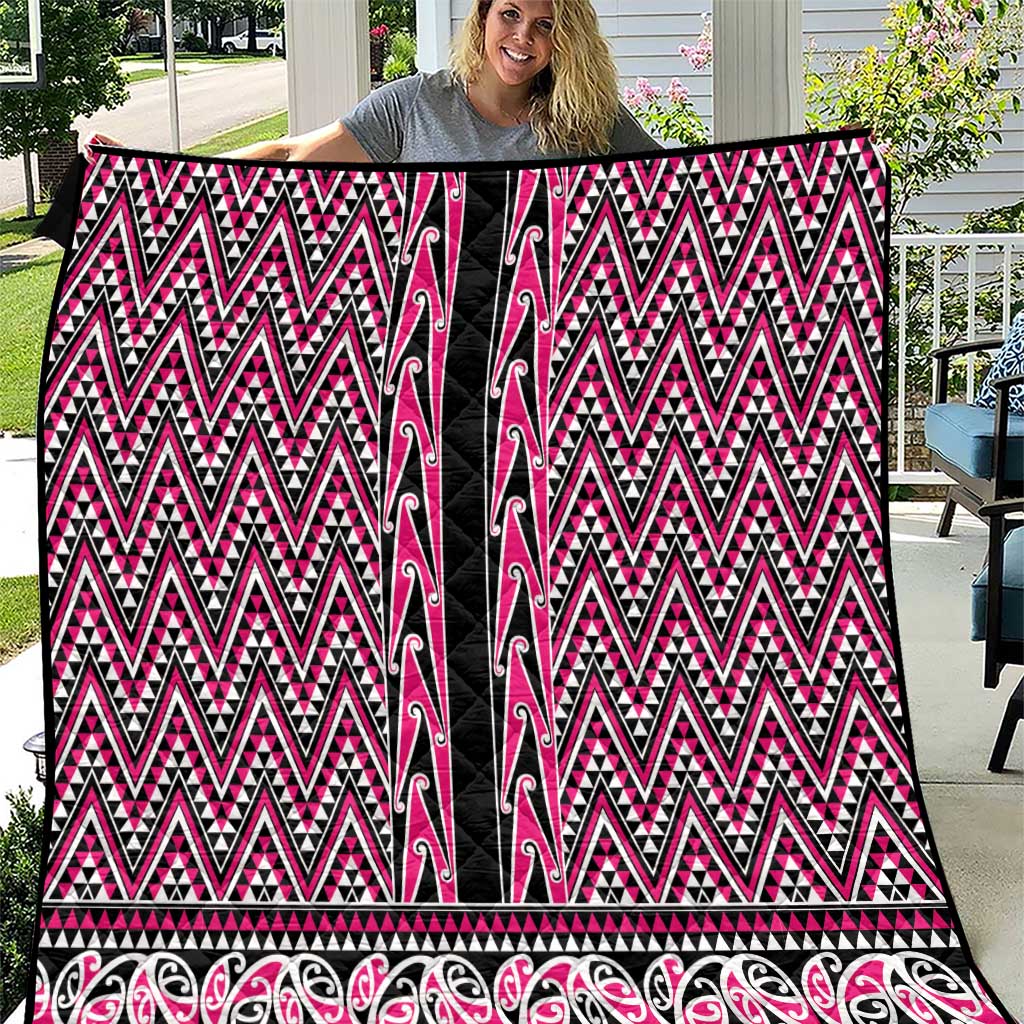 New Zealand Maori Niho Taniwha Quilt Mawhero Mangopare and Puhoro Pattern LT9 Pink - Polynesian Pride