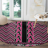 New Zealand Maori Niho Taniwha Round Carpet Mawhero Mangopare and Puhoro Pattern