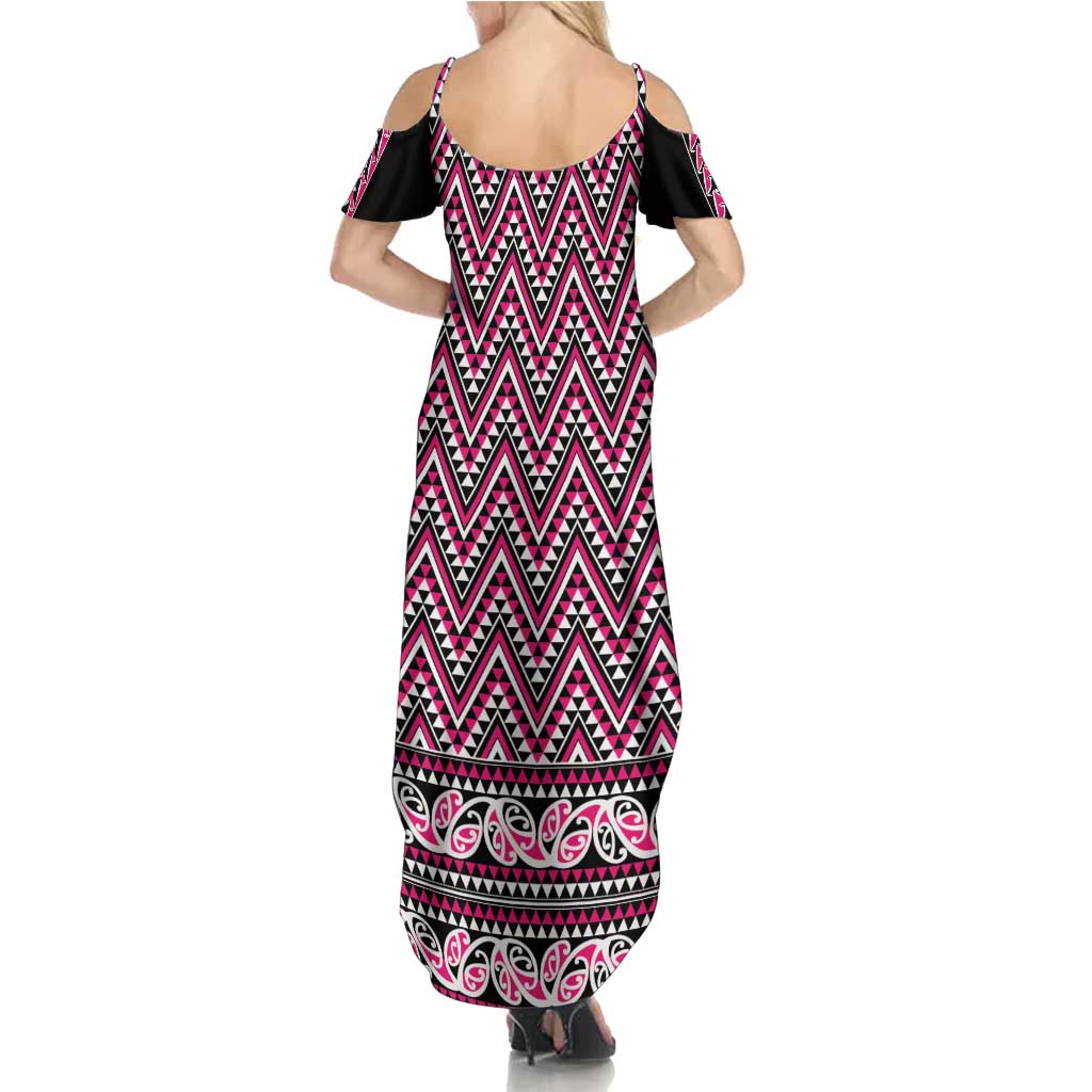 New Zealand Maori Niho Taniwha Summer Maxi Dress Mawhero Mangopare and Puhoro Pattern