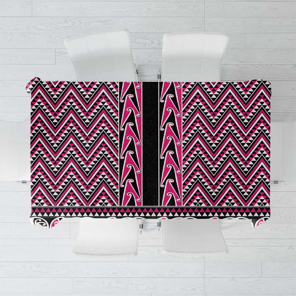 New Zealand Maori Niho Taniwha Tablecloth Mawhero Mangopare and Puhoro Pattern LT9 Pink - Polynesian Pride