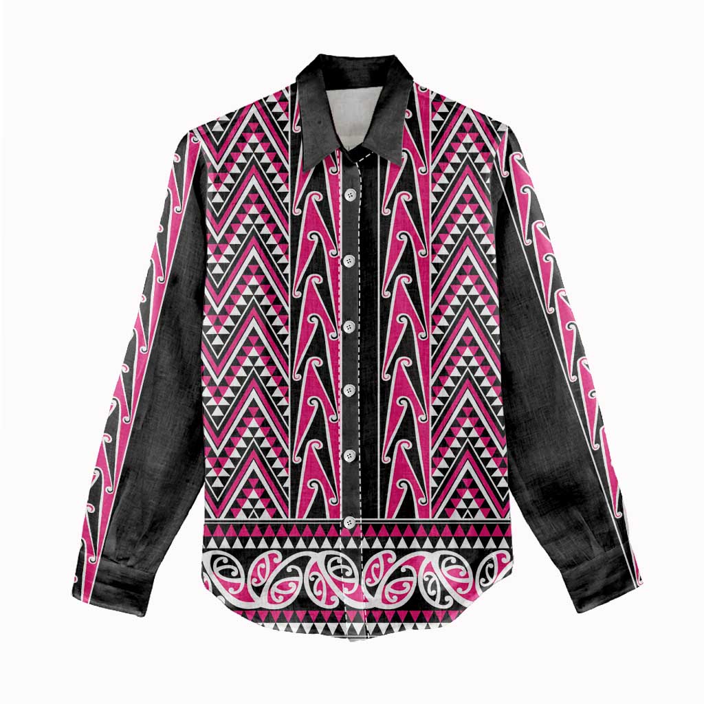 New Zealand Maori Niho Taniwha Women Casual Shirt Mawhero Mangopare and Puhoro Pattern