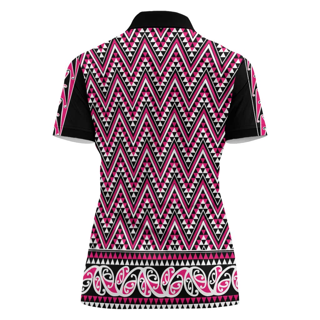 New Zealand Maori Niho Taniwha Women Polo Shirt Mawhero Mangopare and Puhoro Pattern