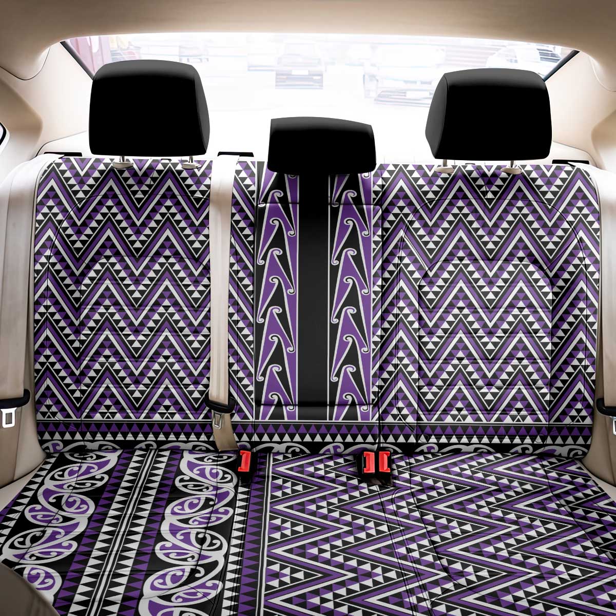 New Zealand Maori Niho Taniwha Back Car Seat Cover Waiporopo Mangopare and Puhoro Pattern