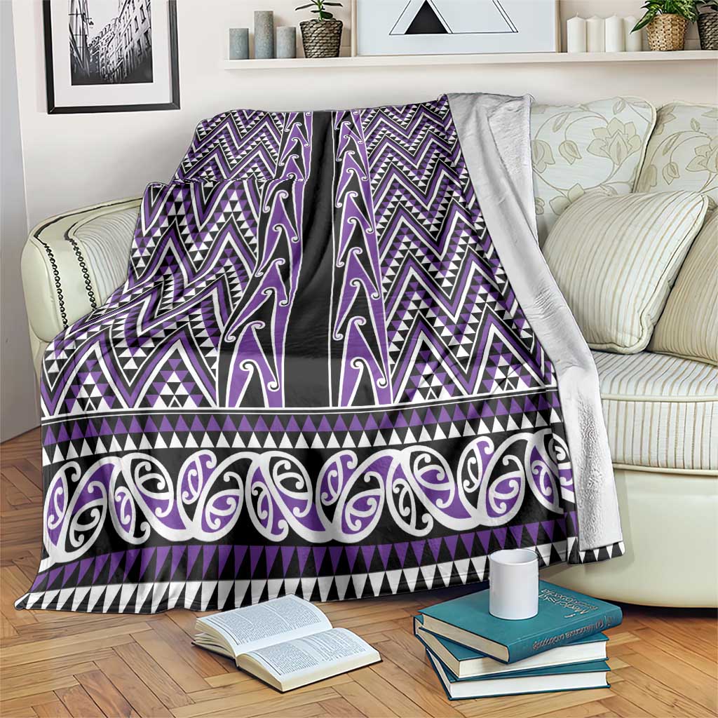 New Zealand Maori Niho Taniwha Blanket Waiporopo Mangopare and Puhoro Pattern LT9 Purple - Polynesian Pride