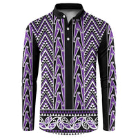 New Zealand Maori Niho Taniwha Button Sweatshirt Waiporopo Mangopare and Puhoro Pattern LT9 Purple - Polynesian Pride