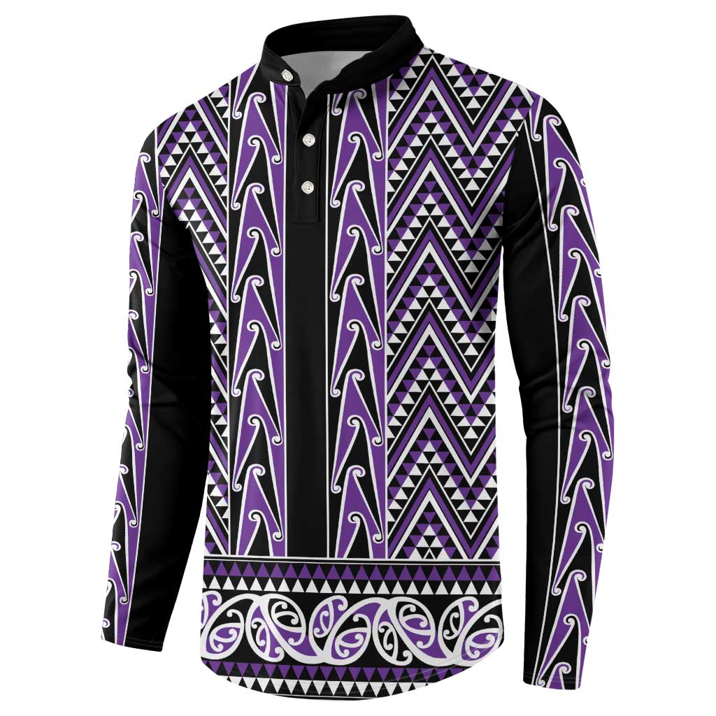 New Zealand Maori Niho Taniwha Button Sweatshirt Waiporopo Mangopare and Puhoro Pattern LT9 - Polynesian Pride