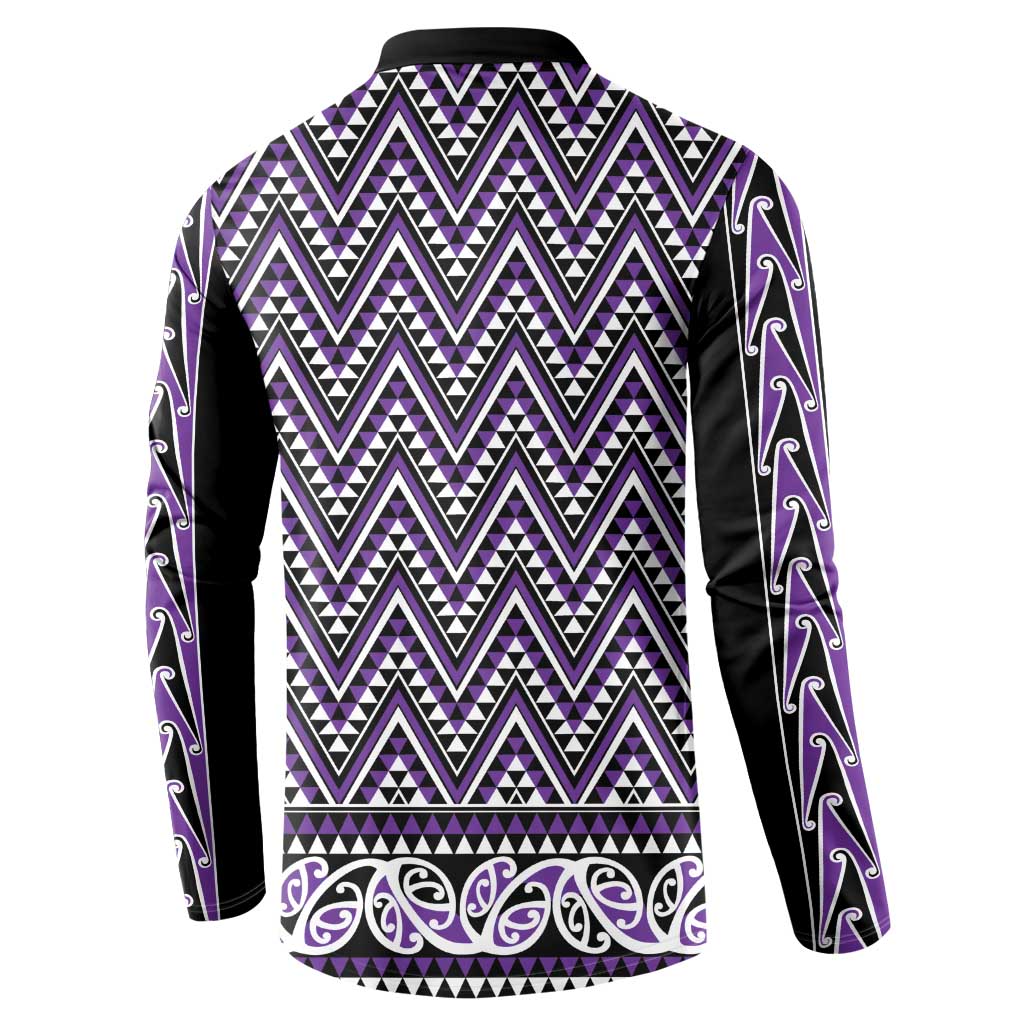New Zealand Maori Niho Taniwha Button Sweatshirt Waiporopo Mangopare and Puhoro Pattern LT9 - Polynesian Pride